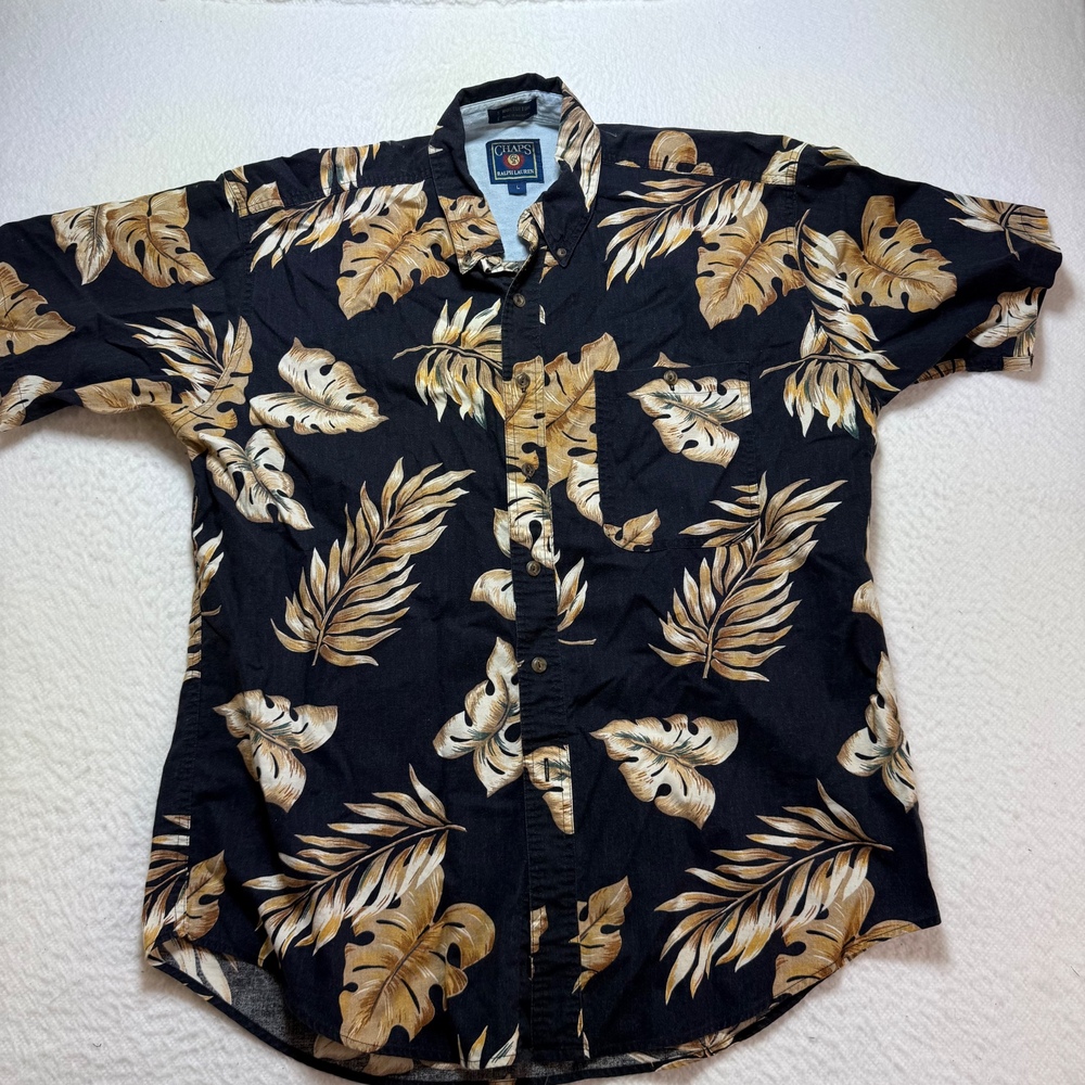Chaps Ralph Lauren Tropical Leaf Print Button‎ Up Shirt - Size L